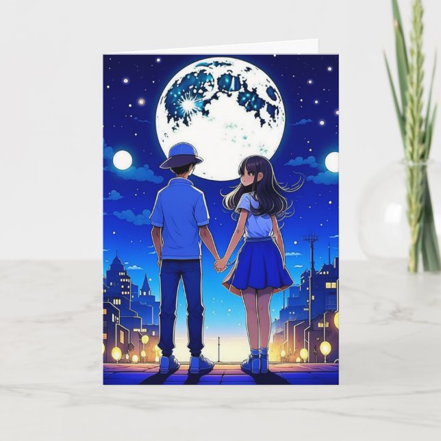 Romantik Birthday Anime Couple Karte (Vorderseite)