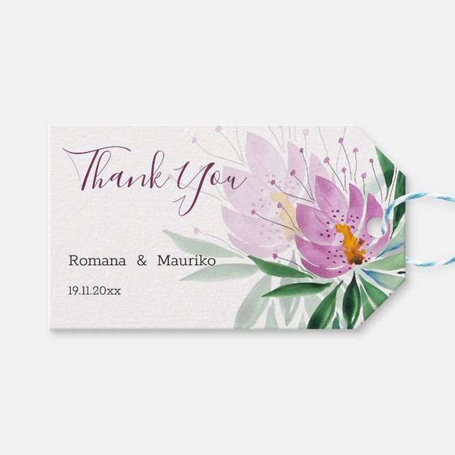 Romantik Boho Lotus Frische Pasta machen Geschenkanhänger (Vorderseite (Horizontal))