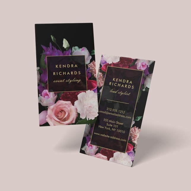 Romantik Dark Florals Visitenkarte (Von Creator hochgeladen)