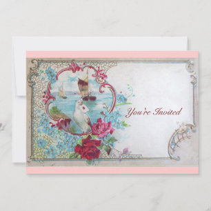 ROMANTIK, Elegante stilvolle Hochzeit Feier, rosa  Einladung