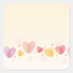 Romantik Fingerabdruck Liebe Herz Quadratischer Aufkleber