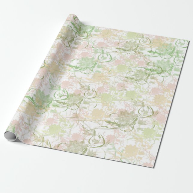 Romantik, Gold, Aquamarin, Aquarell, Chic, Blume Geschenkpapier (Ungerollt)