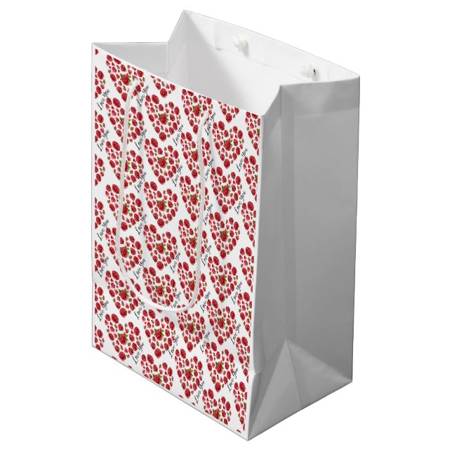 Romantik I Liebe Ihr Rote Rosen Herz Mittlere Geschenktüte (Vorderseite Schrägansicht)