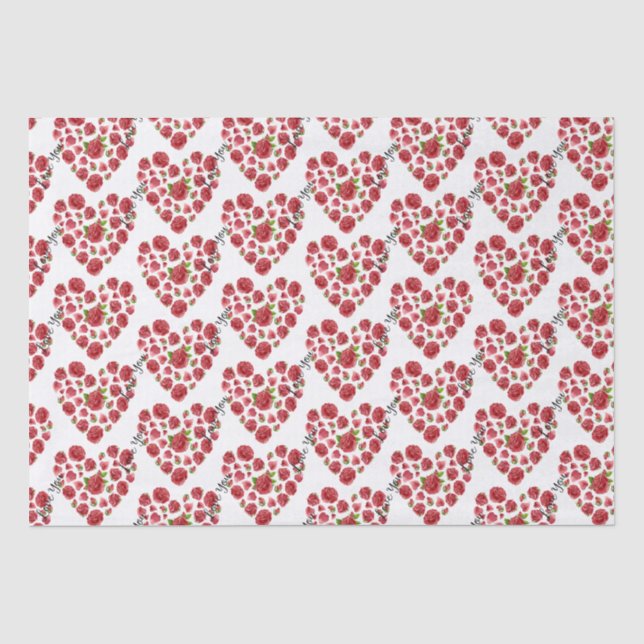 Romantik I Liebe Ihr Rote Rosen Herz Seidenpapier (Vorderseite)