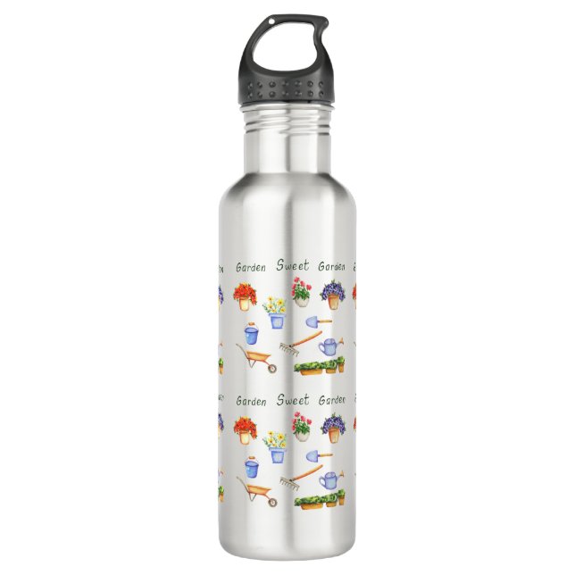 Romantik I Liebe meine Blumen Minimalistisch Niedl Edelstahlflasche (Vorderseite)
