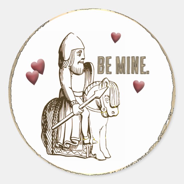 Romantik Sei Mine Mittelalterliche Kunst 3D Valent Runder Aufkleber (Vorderseite)