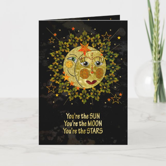 Romantik, SONNE, MOND, STARS, Abstrakt Karte (Vorderseite)