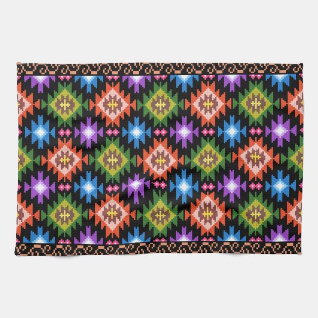 Romantik Traditionelles volkstümliches Motif-Muste Geschirrtuch (Horizontal)