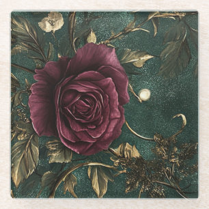 Romantik Vintage-Rose. Trink- Glasuntersetzer
