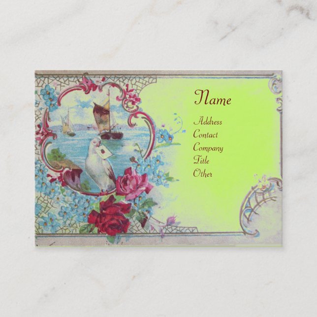 ROMANTIKA, BLUE GREEN PINK FLORAL, DOPPELDOKUMENT VISITENKARTE (Vorderseite)