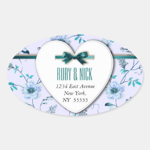 RomantikCharme Vintage Hochzeitskollektion mit Blu Ovaler Aufkleber