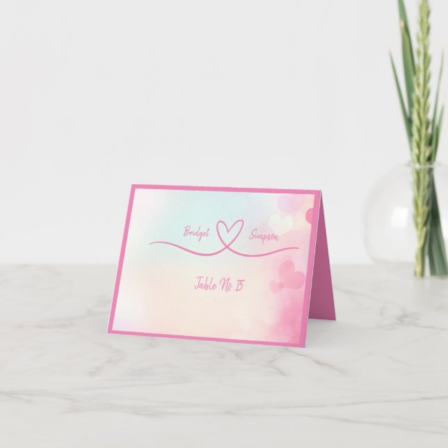 romantique aquarelle rose coeur invité Cartes de s (Devant)