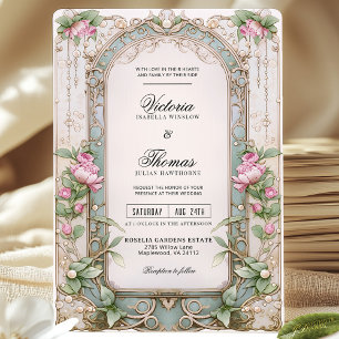 Romantique Art Nouveau Faire-part de mariage rose 