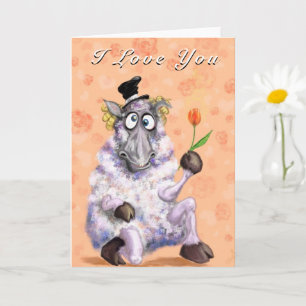 Romantique bélier avec Rose amusant carte Saint Va