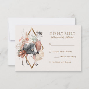 Romantique Bohème Llama Wedding RSVP Réponse