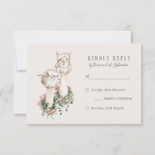 Romantique Bohème Llama Wedding RSVP Réponse