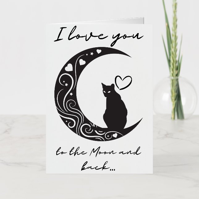Romantique chat simple plié carte de voeux (Recto)
