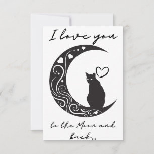 Romantique chat simple plié carte de voeux