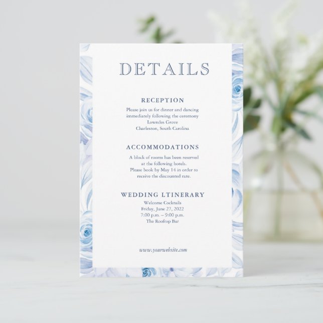 Romantique Chic Classic Blue Floral Cartes de boît (Debout devant)