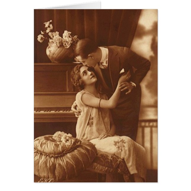 Romantique Couple Embrassez Funny Sepia Anniversai (Devant)