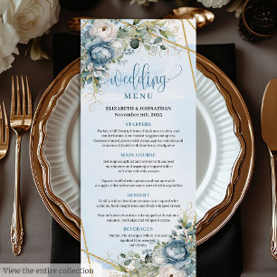 Romantique Dusty Blue Eucalyptus Feuille Menu Mari