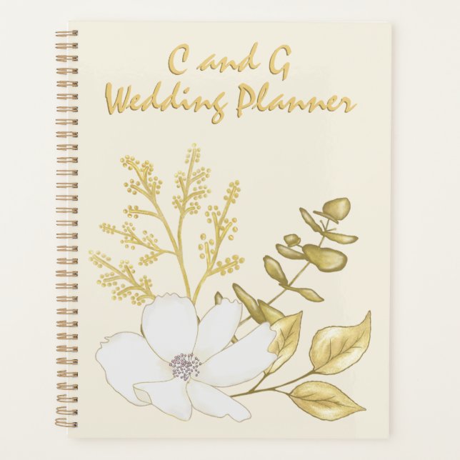 Romantique Elegant Blanc or Mariage Floral (Devant)