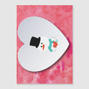 Romantique, élégante, coeur, carte magnétique Snow