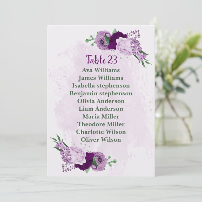 Romantique fleurs violettes assise carte carte (Debout devant)