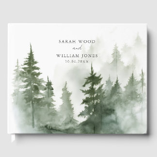 Romantique forêt verte Mariage Livre d'or