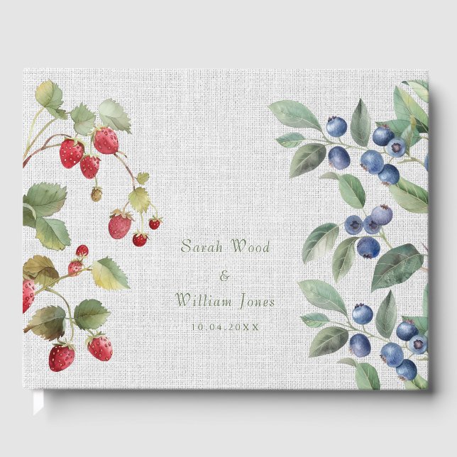 Romantique fraises d'été Mariage Livre d'or (Recto)