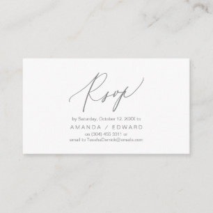 Romantique, gris foncé, Invitation RSVP, répondre