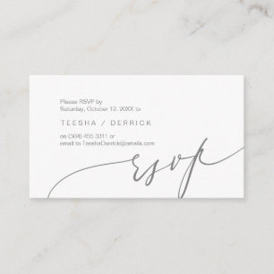 Romantique, gris foncé, Invitation RSVP, répondre