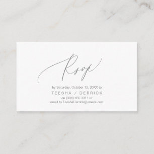 Romantique, gris foncé, Invitation RSVP, répondre