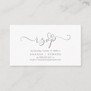 Romantique, gris, Invitation RSVP, répondre
