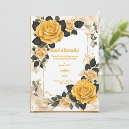 Romantique jaune Rose Mariage Invitations