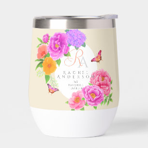 Romantique Monogramme Peonies Jardin Beige