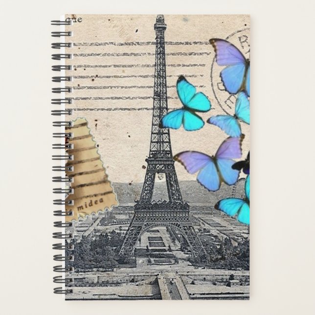 romantique papillon bleu français paris tour eiffe (Devant)