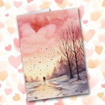 Romantique Promenade d'hiver Chérie Carte Saint-Va