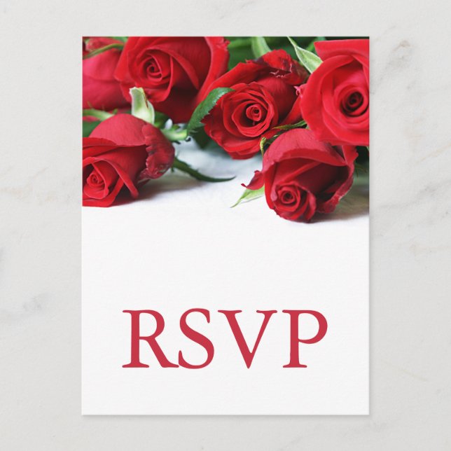 Romantique Red Roses Mariage RSVP carte postale (Devant)