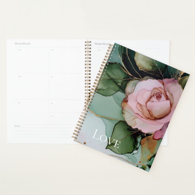 Romantique Rose Blanc Rose Or Floral Amour (Devant avec enveloppe)