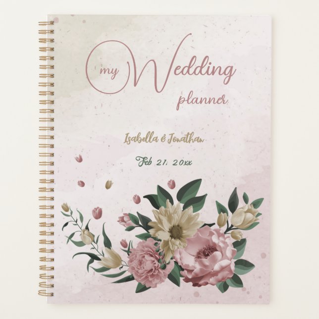 romantique rose & fleurs de champagne mariage (Devant)