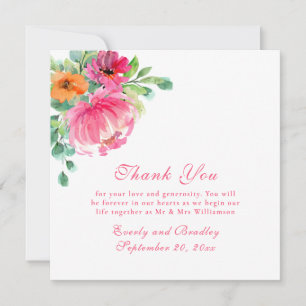 Romantique rose Floral Photo Chic Carte de remerci