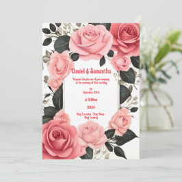 Romantique Rose Rose Rose invitation mariage