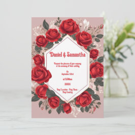 Romantique Rose rouge invitation mariage