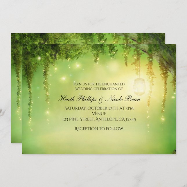Romantique Rustique Enchanted Forêt Invitations (Devant / Derrière)