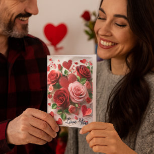 Romantique Saint-Valentin Carte de vacances Red Ro