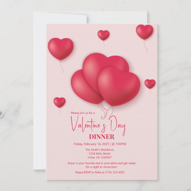 Romantique Saint Valentin Fête Invitation (Devant)