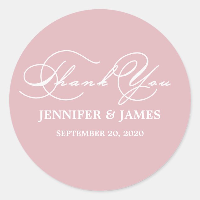 Romantique Script Merci Mariage Faveur Étiquette (Devant)