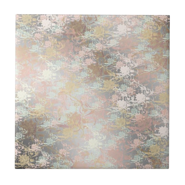 Romantisch, Aquamarin, Aquarell, Chic, floral Fliese (Vorderseite)