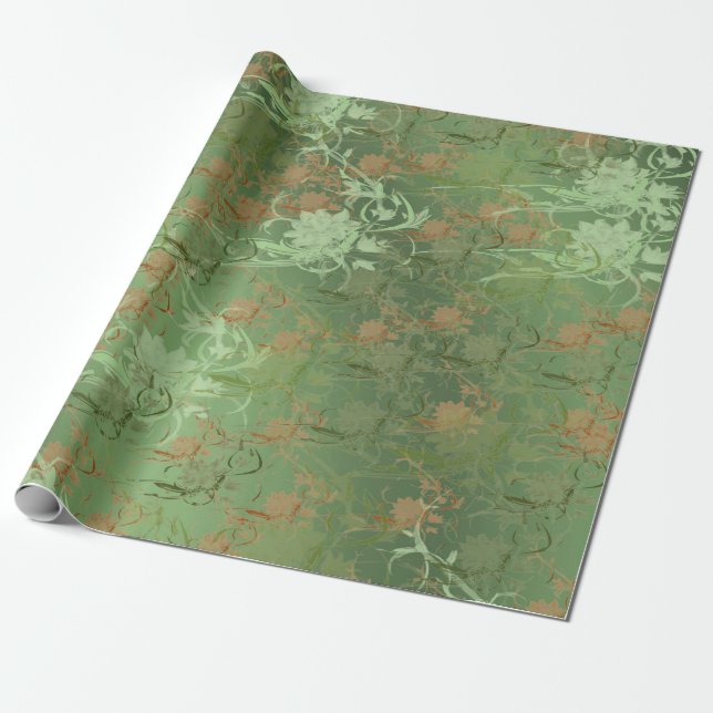 Romantisch, Aquamarin, Aquarell, Chic, floral Geschenkpapier (Ungerollt)